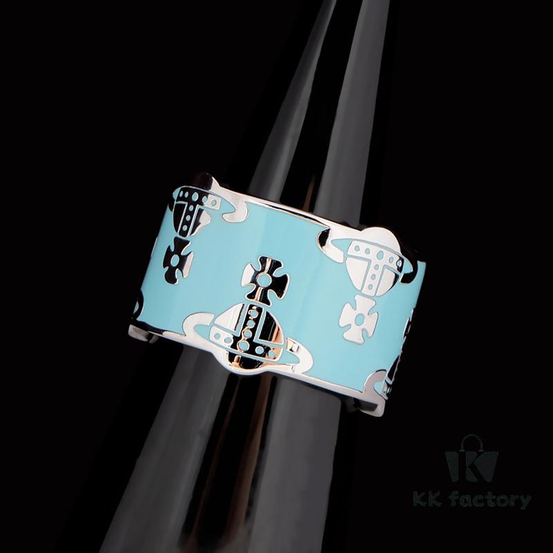 West Queen Saturn Enamel Ring - Silver Blue