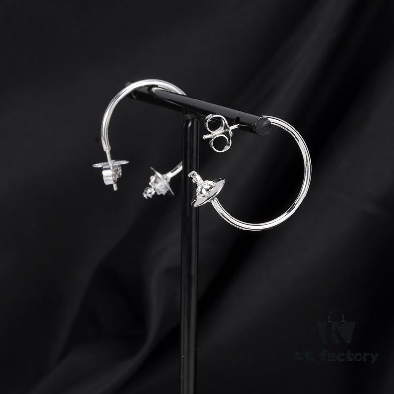 West Grandma Minimalist Large Round Earrings 2.5CM Silver