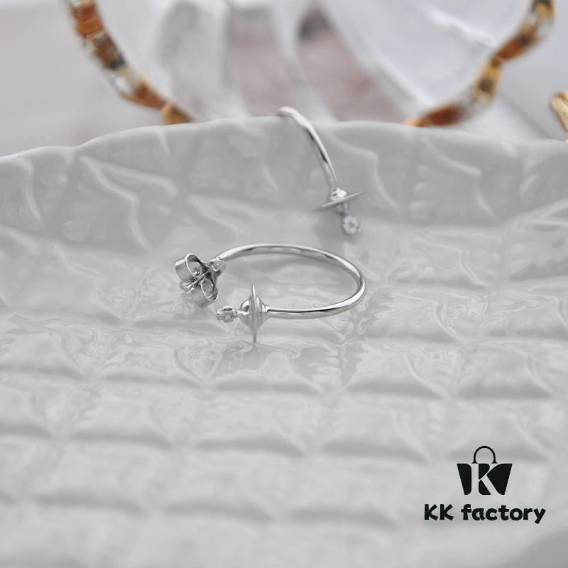 West Grandma Minimalist Large Round Earrings 2.5CM Silver