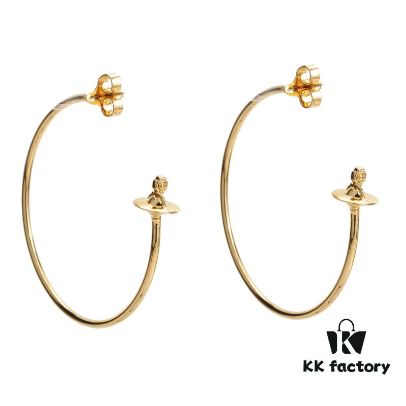 West Imperial Large 3D Saturn Hoop Earrings 4CM Gold