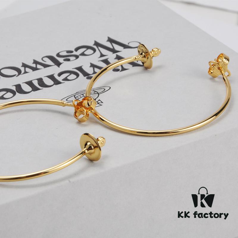 West Imperial Large 3D Saturn Hoop Earrings 4CM Gold