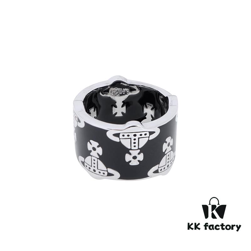 West Queen Saturn Glossy Ring - Silver Black