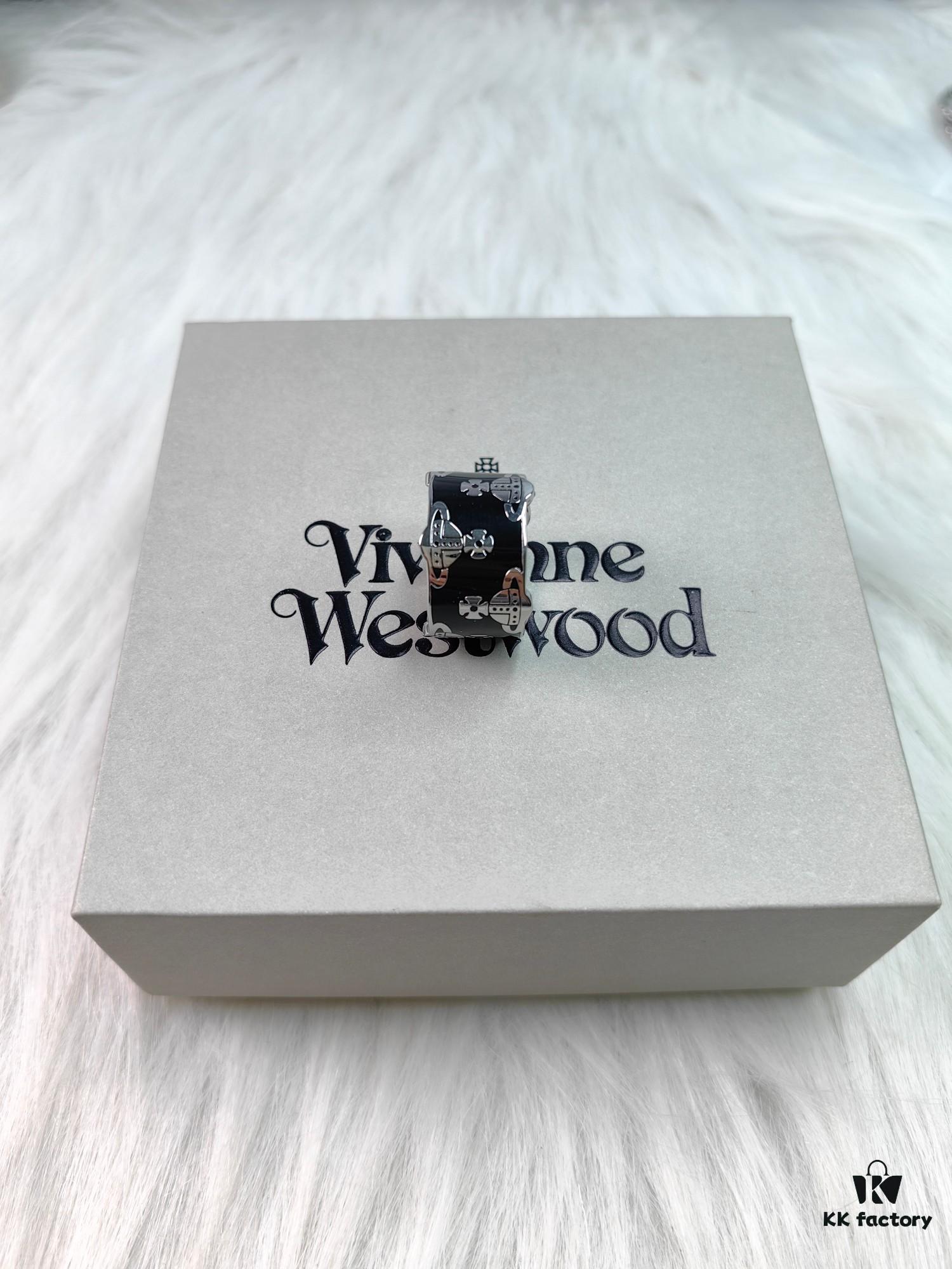 West Queen Saturn Glossy Ring - Silver Black