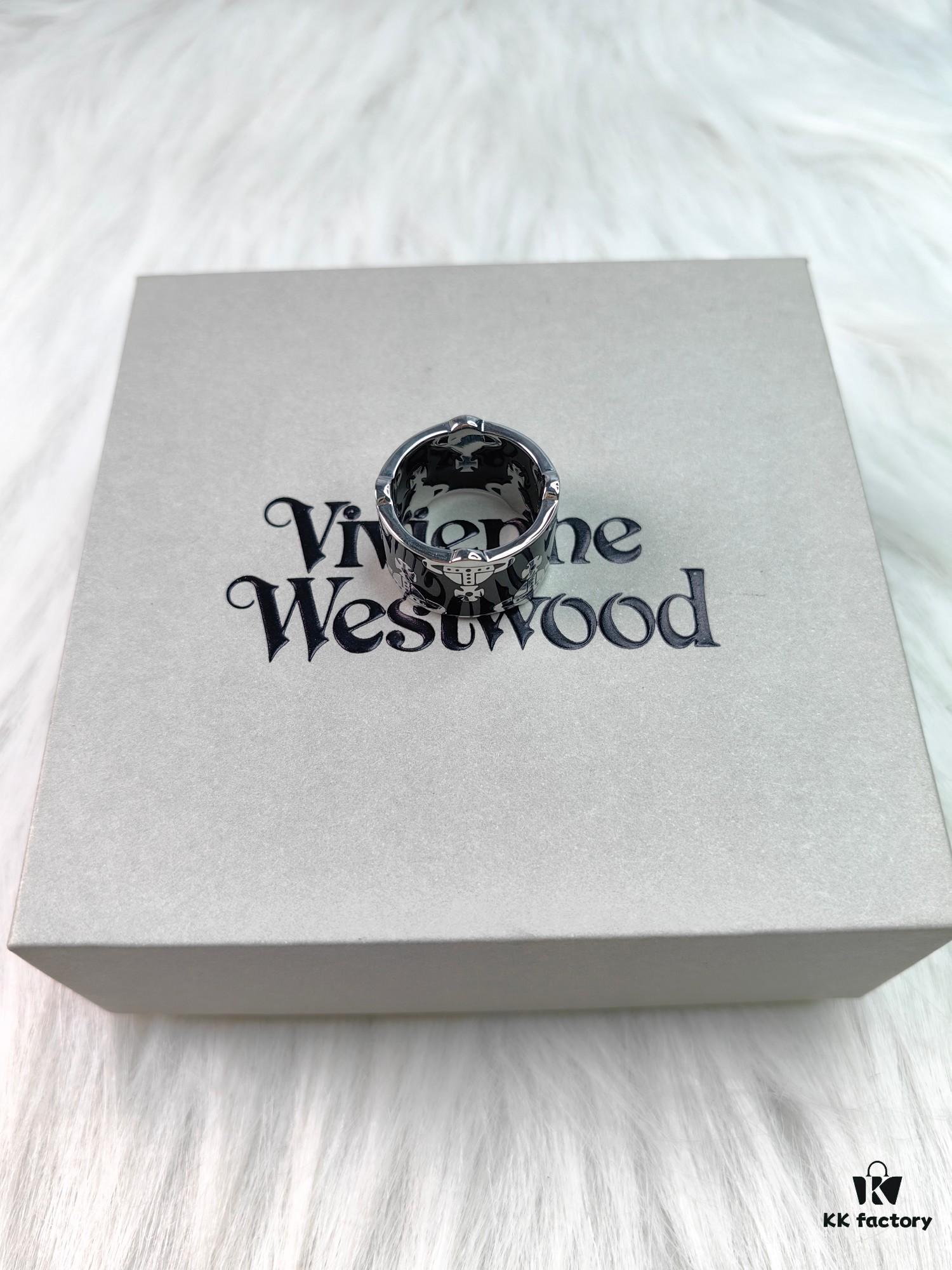 West Queen Saturn Glossy Ring - Silver Black