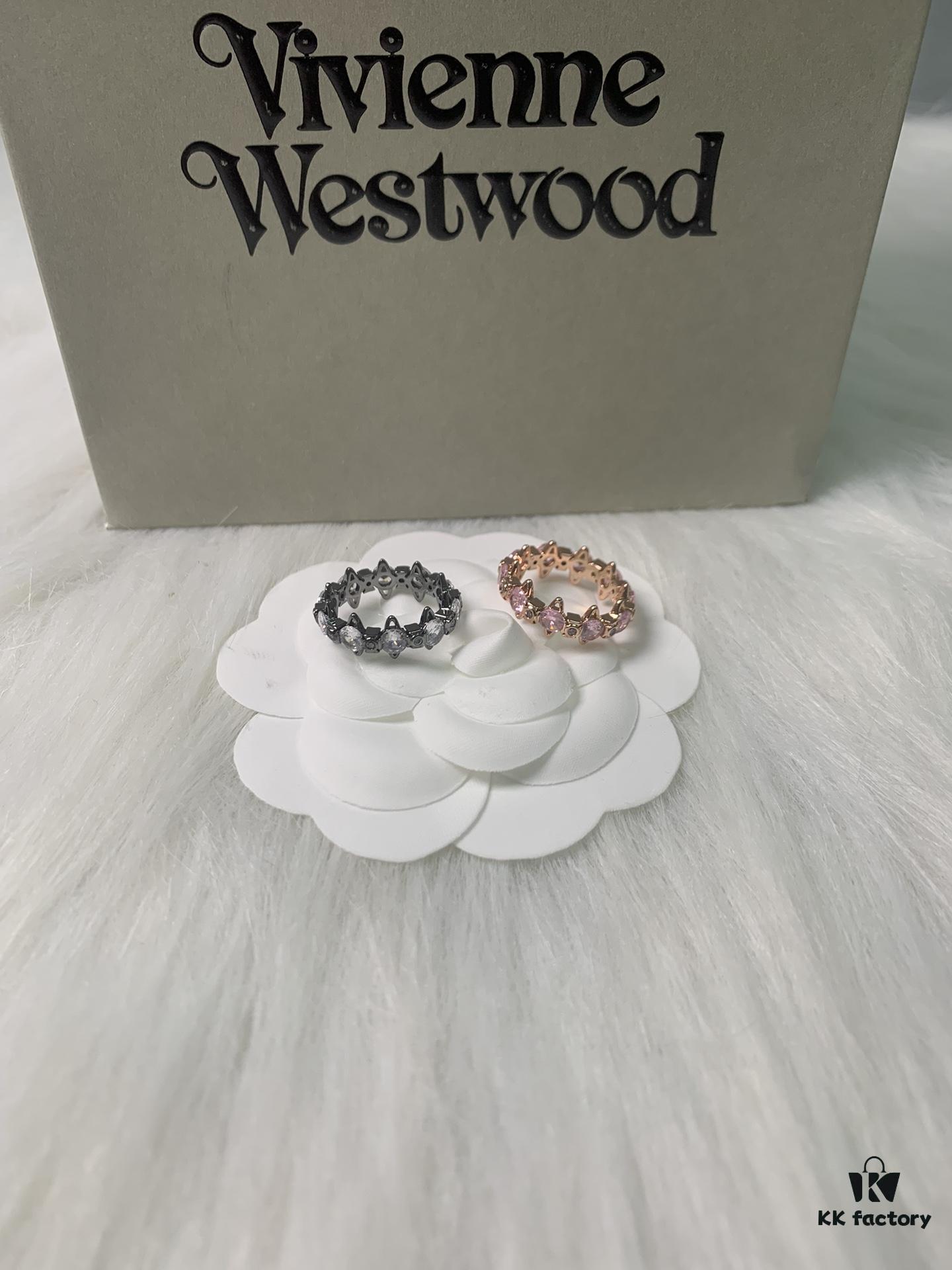 West Queen Saturn Ring Set in Black and White Gold with White Diamonds, Rose Gold with Pink Diamonds