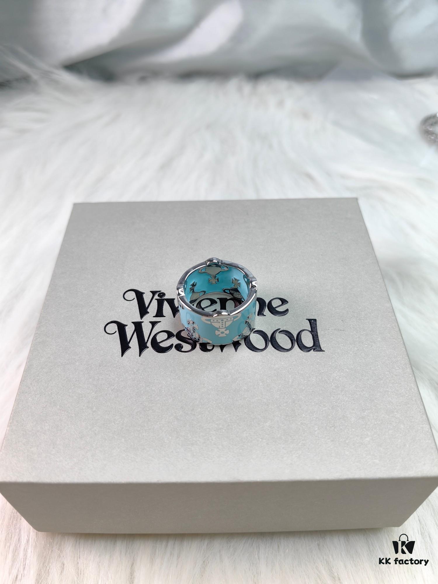 West Queen Saturn Enamel Ring - Silver Blue