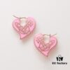 Vivienne Westwood Logo Gear Enamel Earrings - Rose Gold Pink