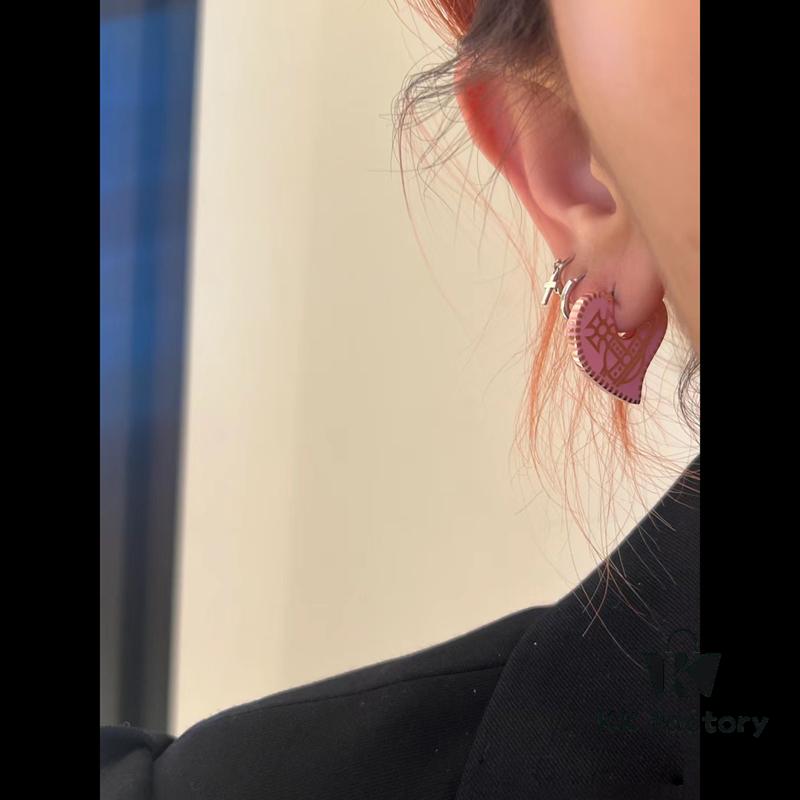 Vivienne Westwood Logo Gear Enamel Earrings - Rose Gold Pink