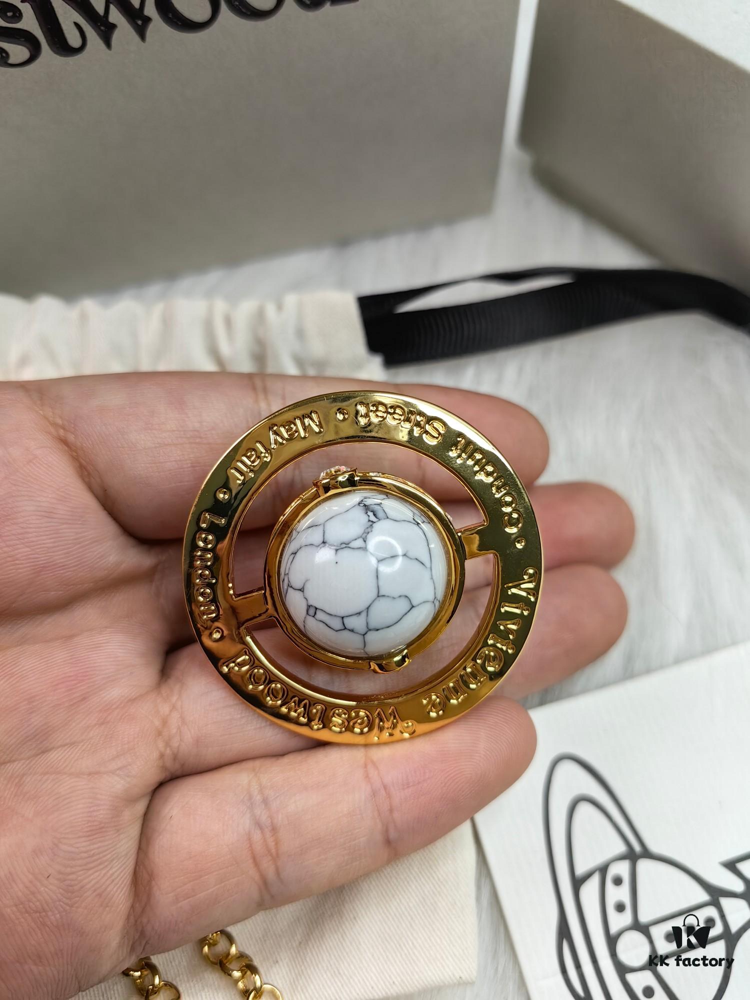 West Queen Large 3D Saturn Necklace with 20mm Bead