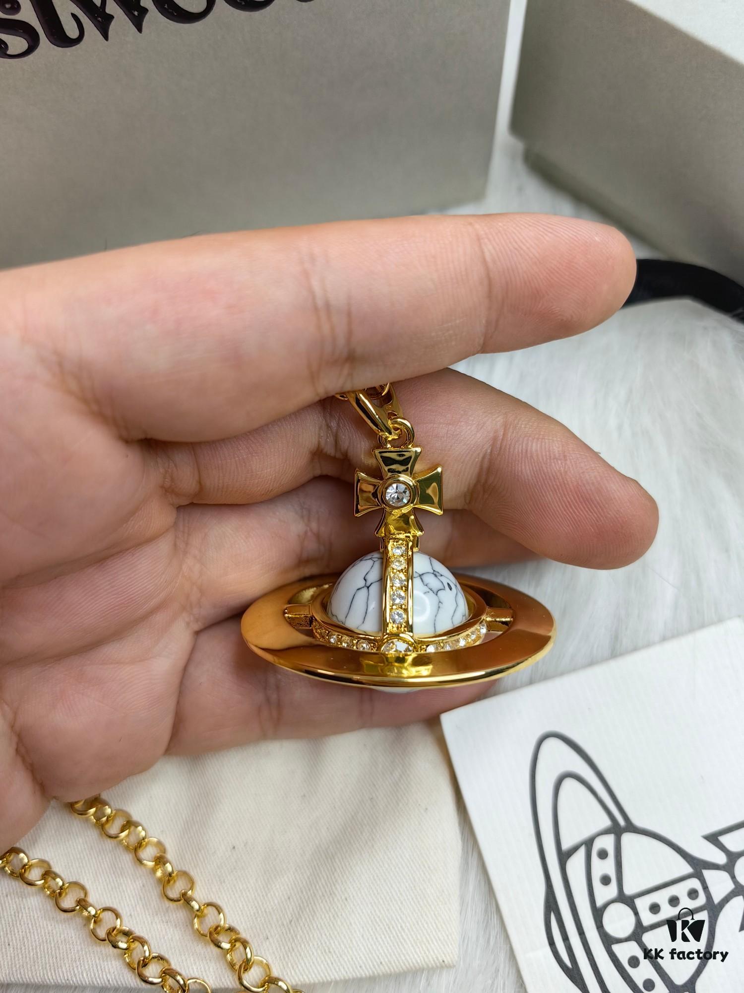 West Queen Large 3D Saturn Necklace with 20mm Bead