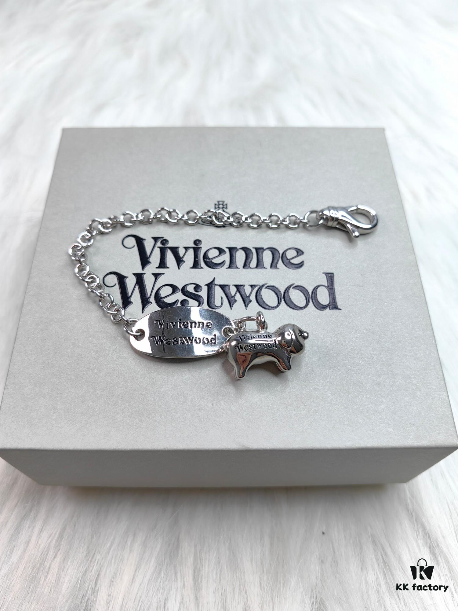 Vivienne Westwood Pig Bracelet in Gold and White Gold Color, In Stock