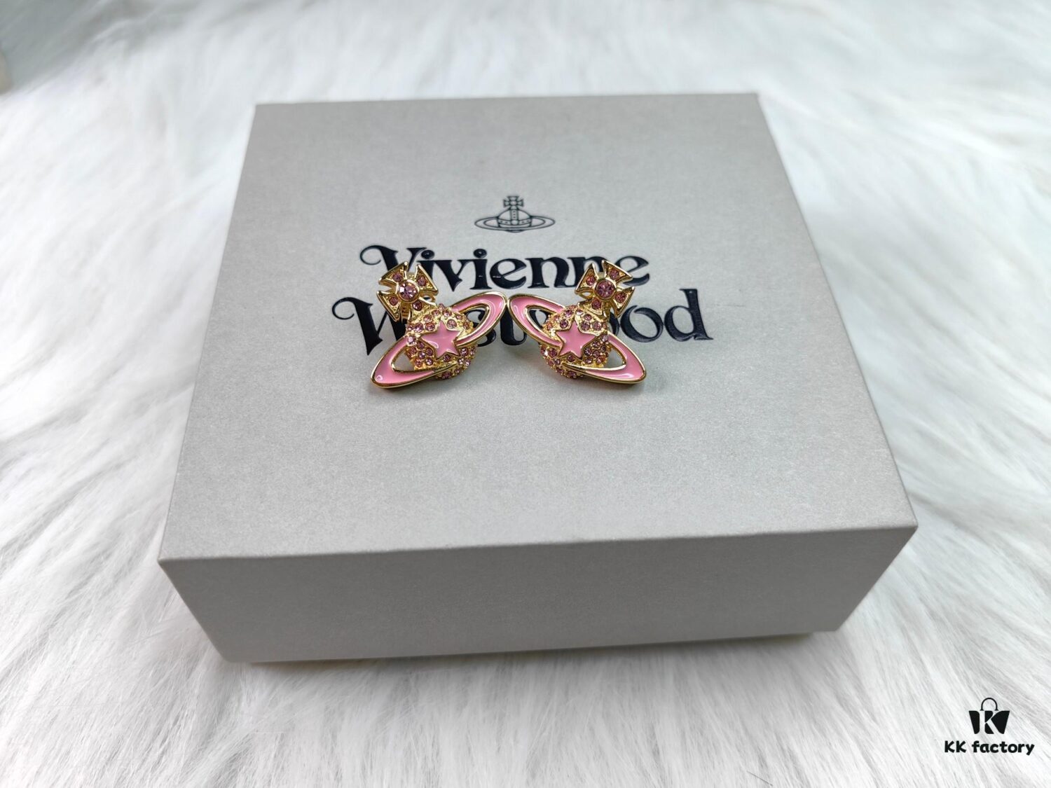 Vivienne Westwood Gold Plated Pink Star Necklace, Bracelet, and Stud Earrings Set