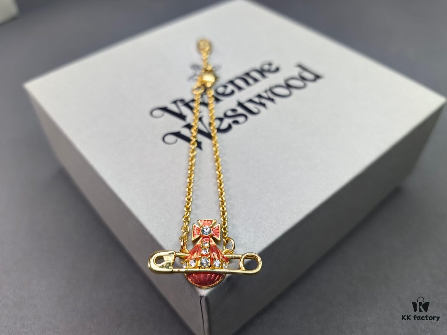 West Queen Enamel Saturn Brooch Orange Necklace and Bracelet, Pearl Necklace and Bracelet Set