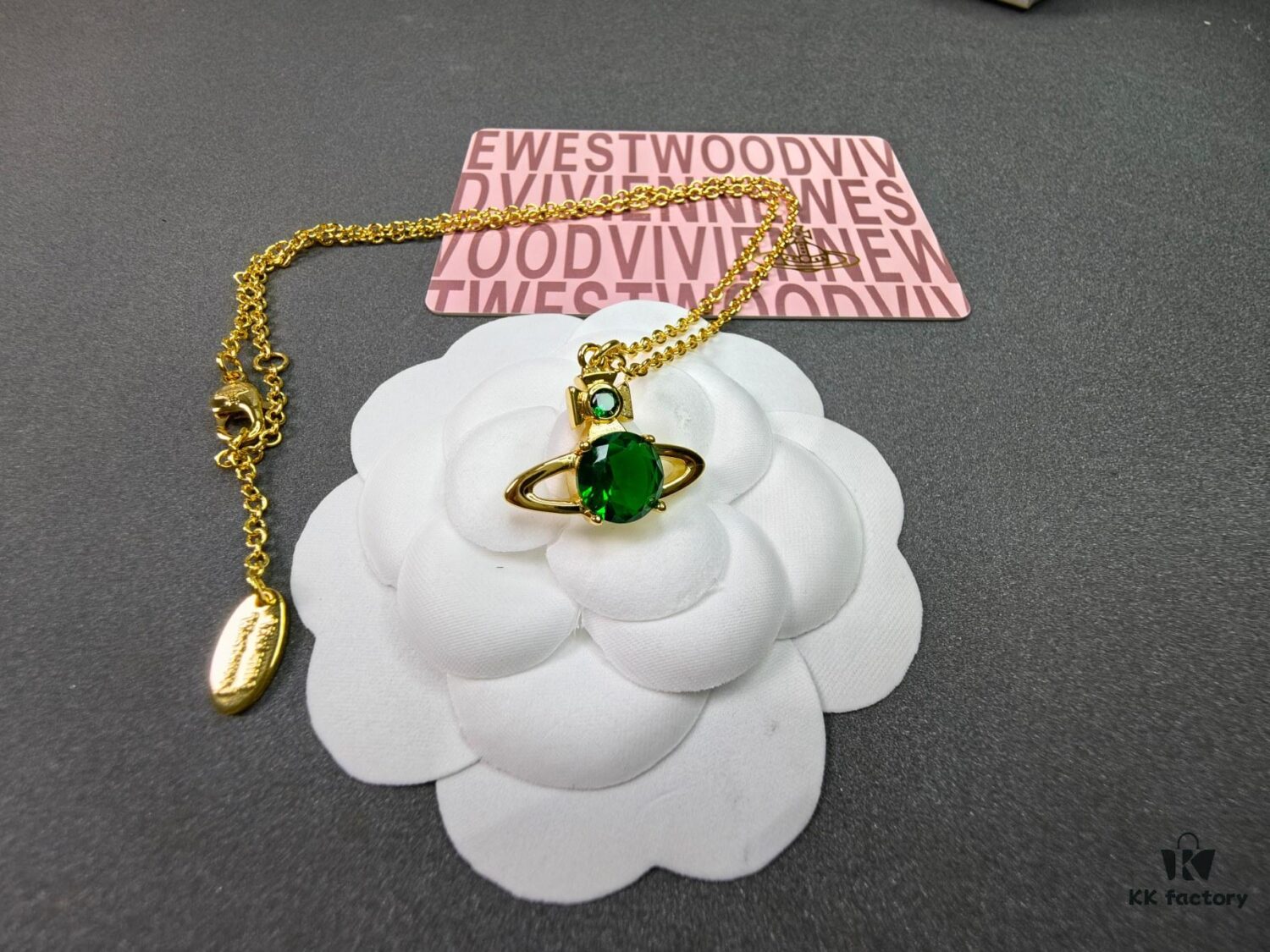 West Queen Single Diamond Blue, Brown, Green Necklace in Gold and White Gold with Blue Diamond