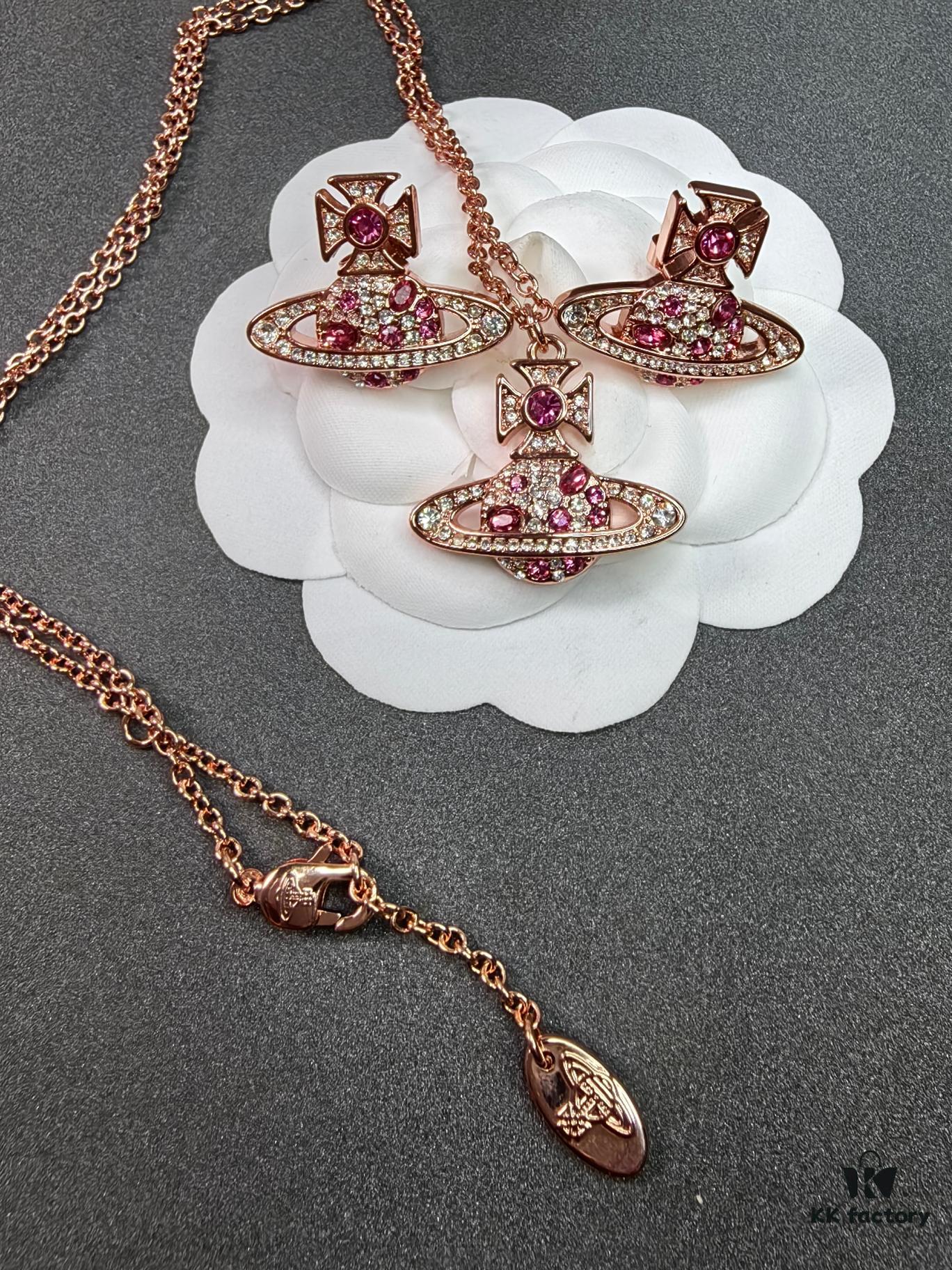 West Queen Oval Stud Earrings and Necklace Set