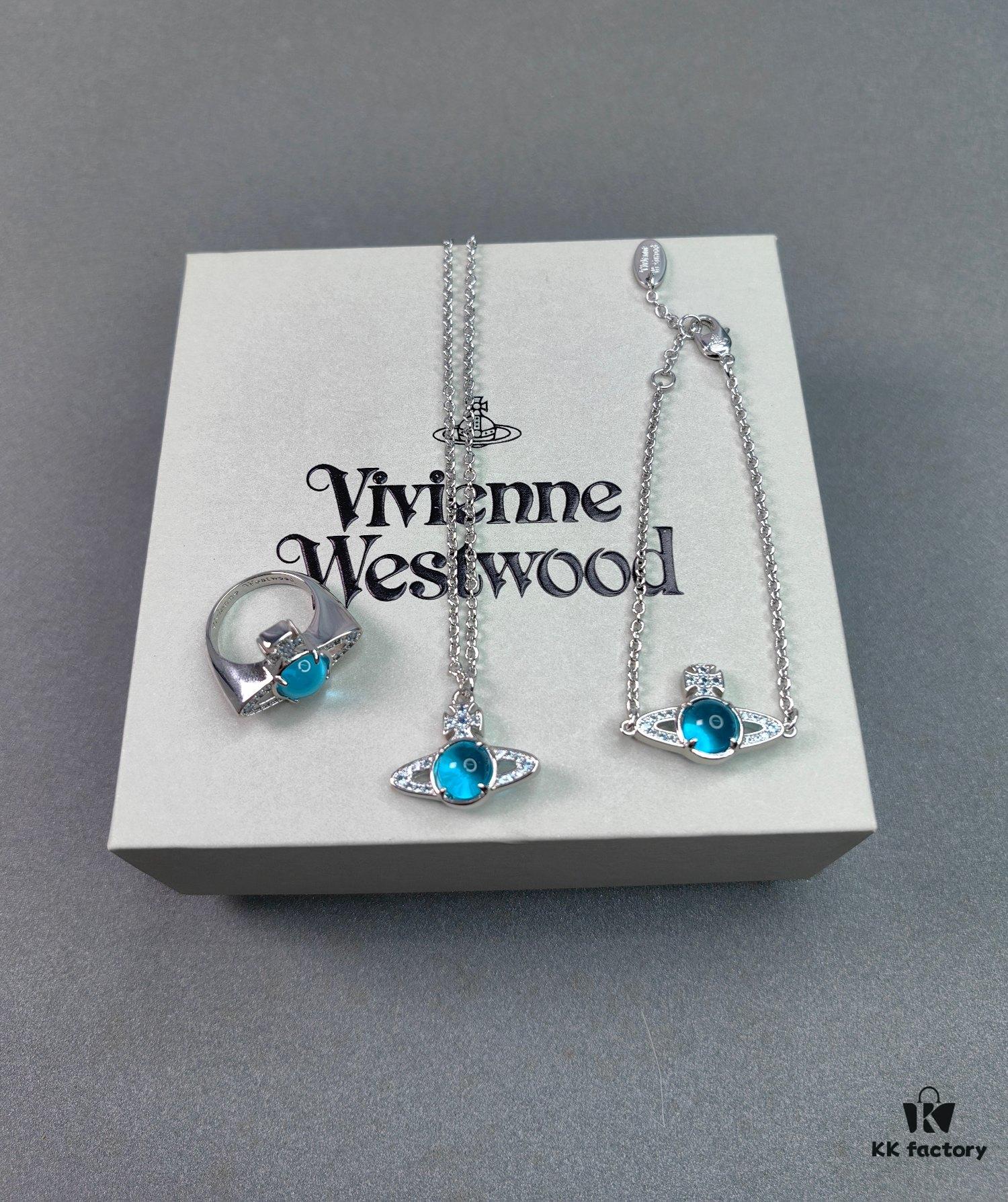 West Dame Rotating Bead Blue and White Gold Set