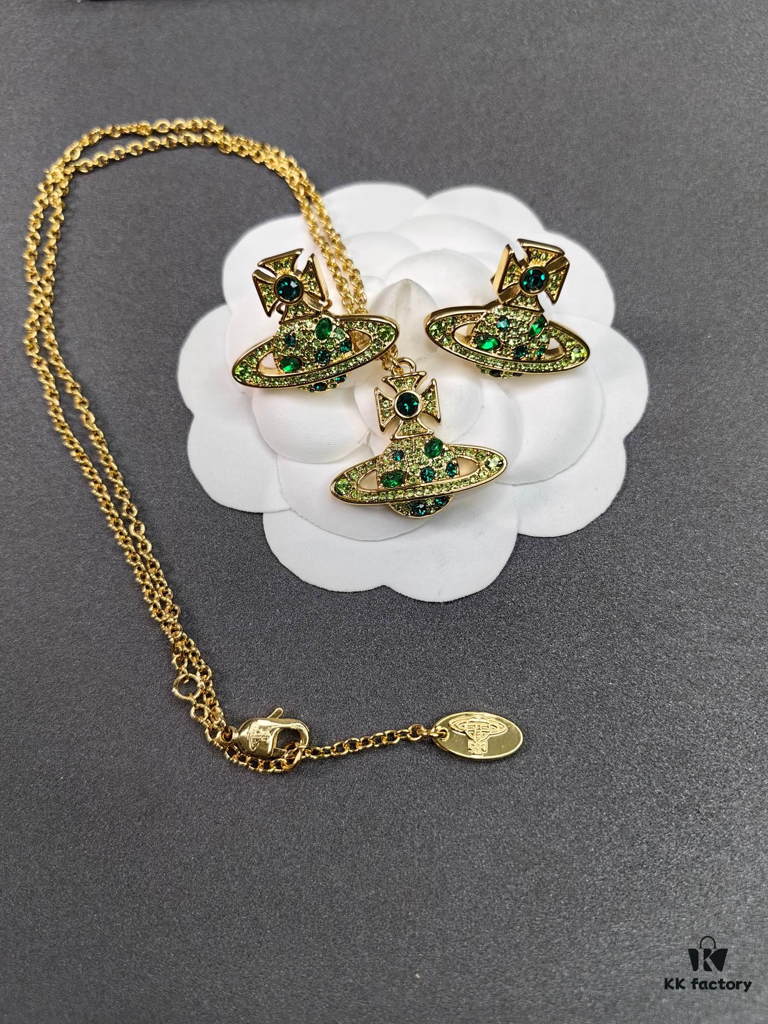 West Queen Oval Stud Earrings and Necklace Set