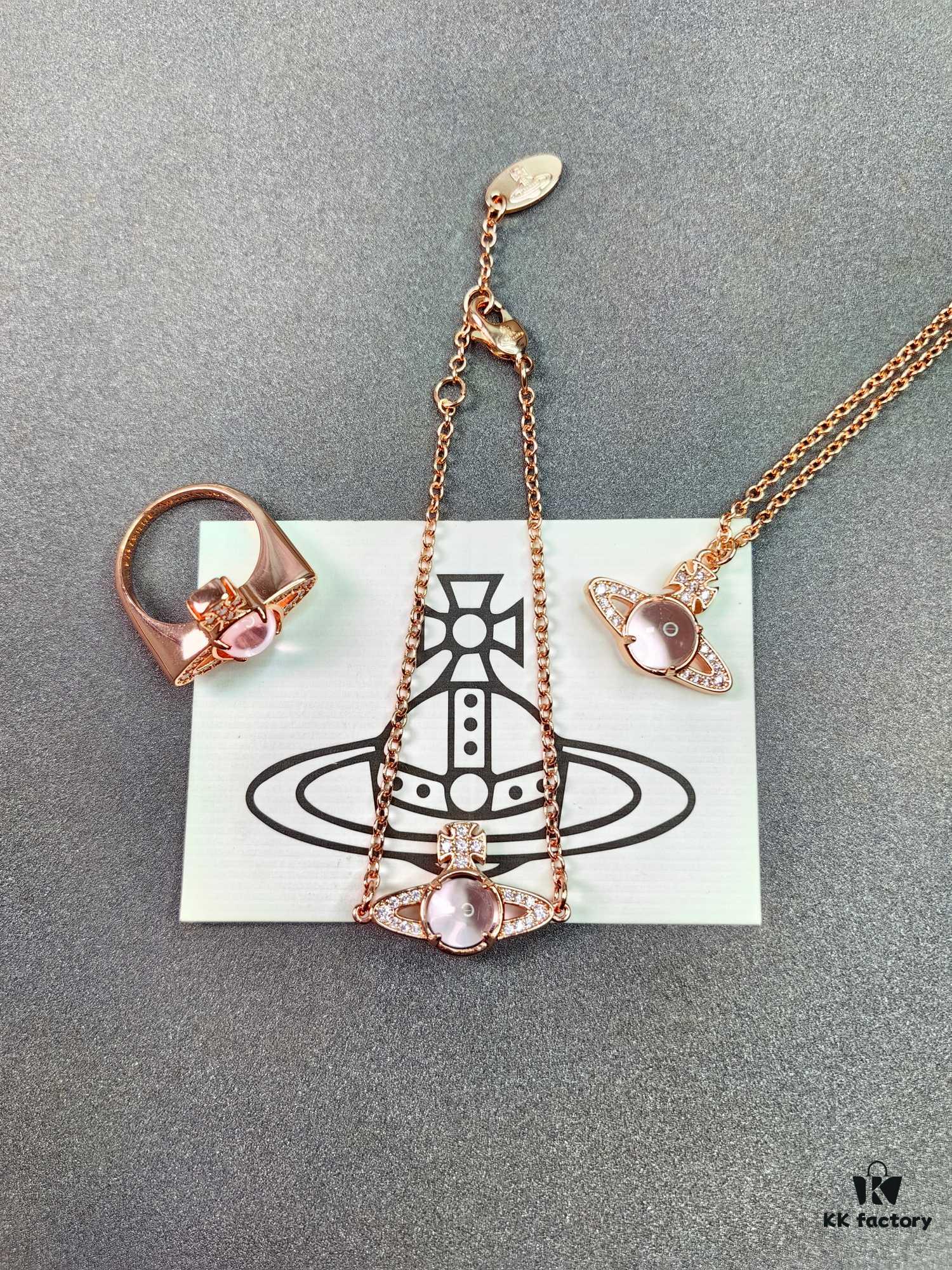 Vivienne Westwood Pearl Pink Gold Set, Necklace Bracelet Ring