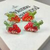 West Queen Strawberry Stud Earrings, Available in White Gold and Yellow Gold