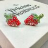 West Queen Strawberry Stud Earrings, Available in White Gold and Yellow Gold