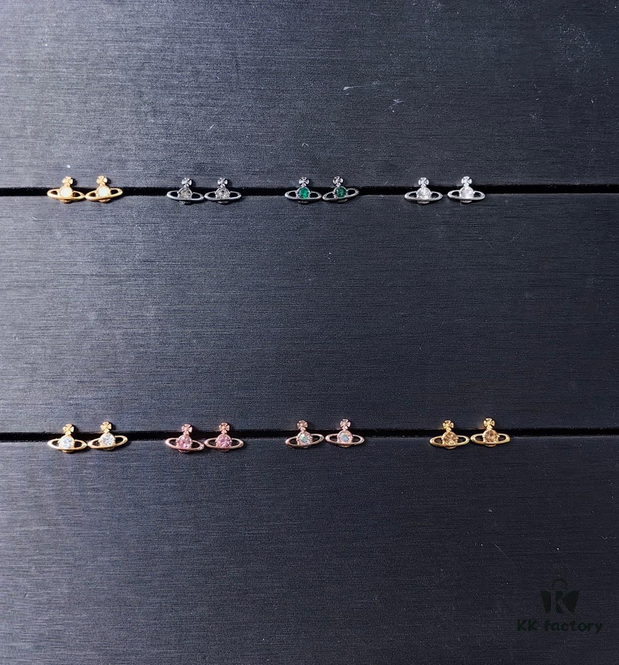 West Queen Mini Single Diamond Stud Earrings, Available in Multiple Colors