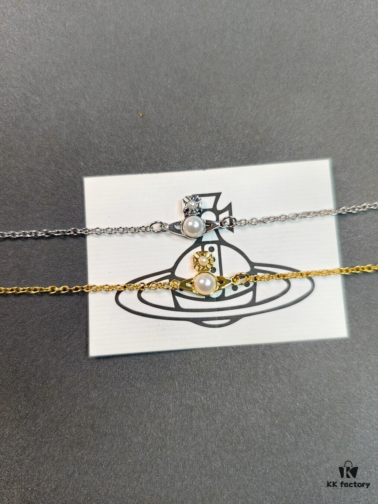 West Queen Half-Pearl Necklace, Bracelet, and Stud Earrings in White Gold and Yellow Gold Two-Tone