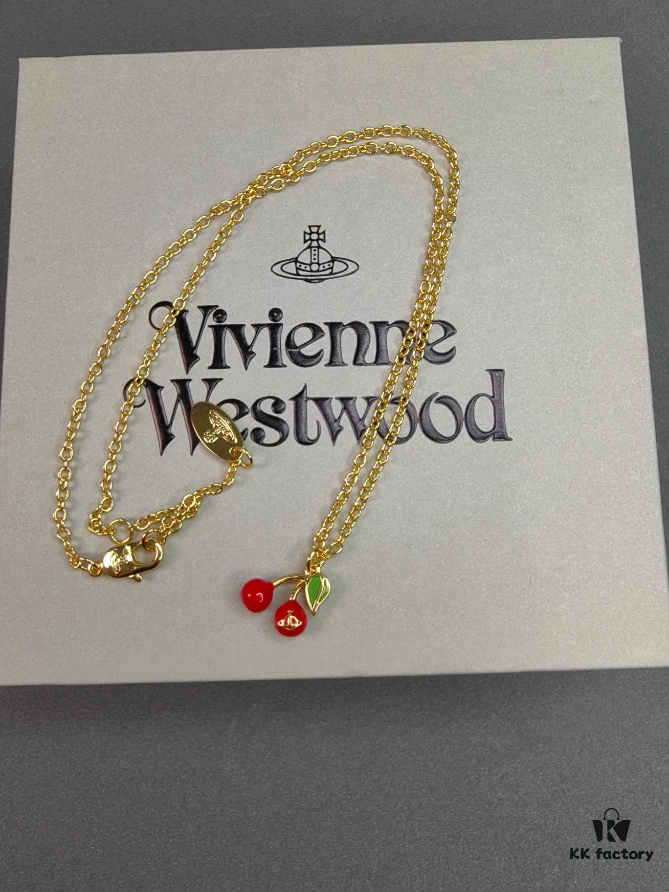 West Queen Cherry Necklace, Bracelet, Earrings in Gold Color