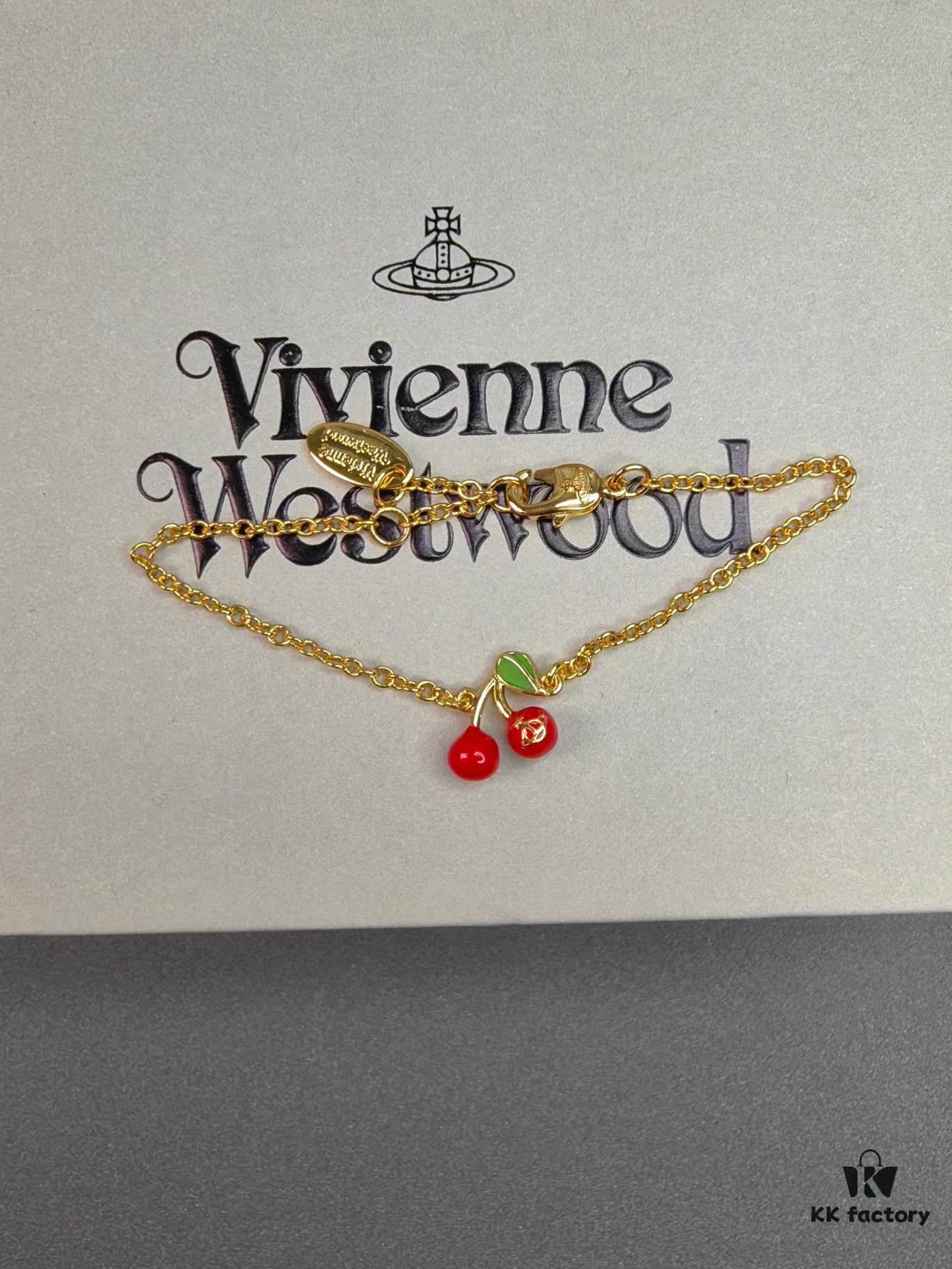 West Queen Cherry Necklace, Bracelet, Earrings in Gold Color