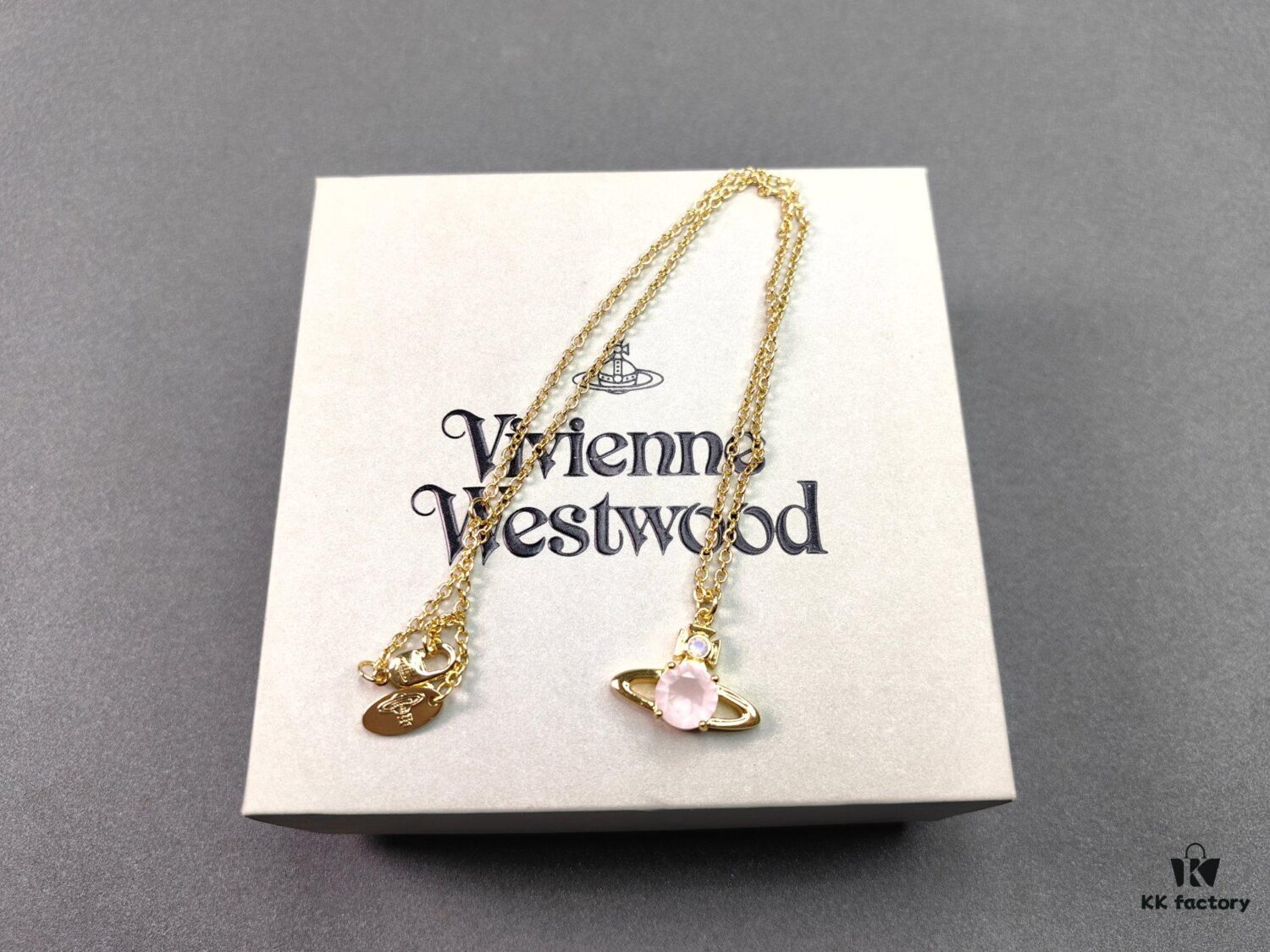 West Queen Saturn Necklace with Powder Diamond in Gold Color