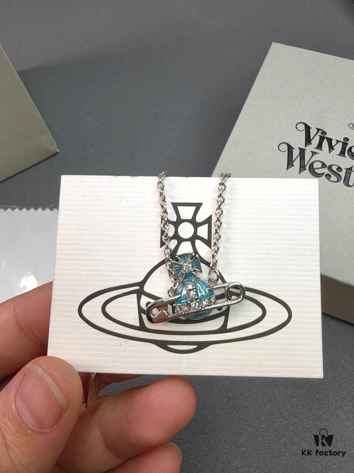 Vivienne Westwood Blue Enamel Saturn Brooch Set