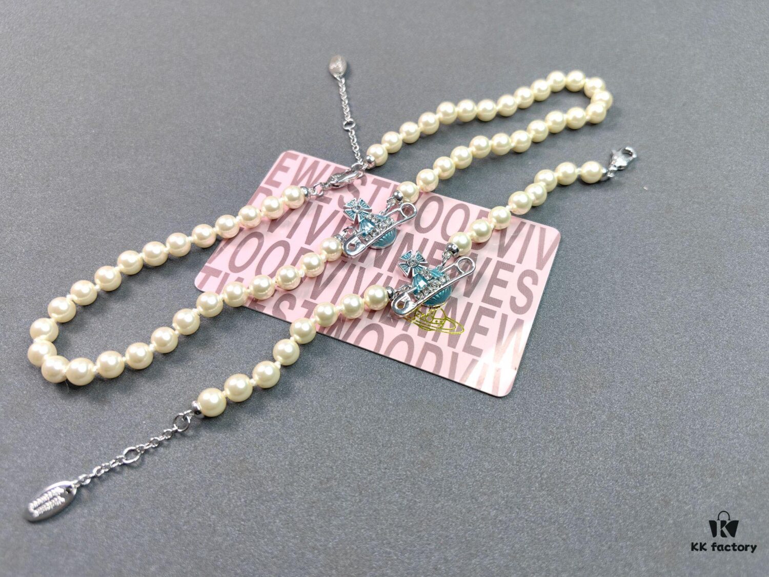 Vivienne Westwood Blue Enamel Saturn Brooch Set