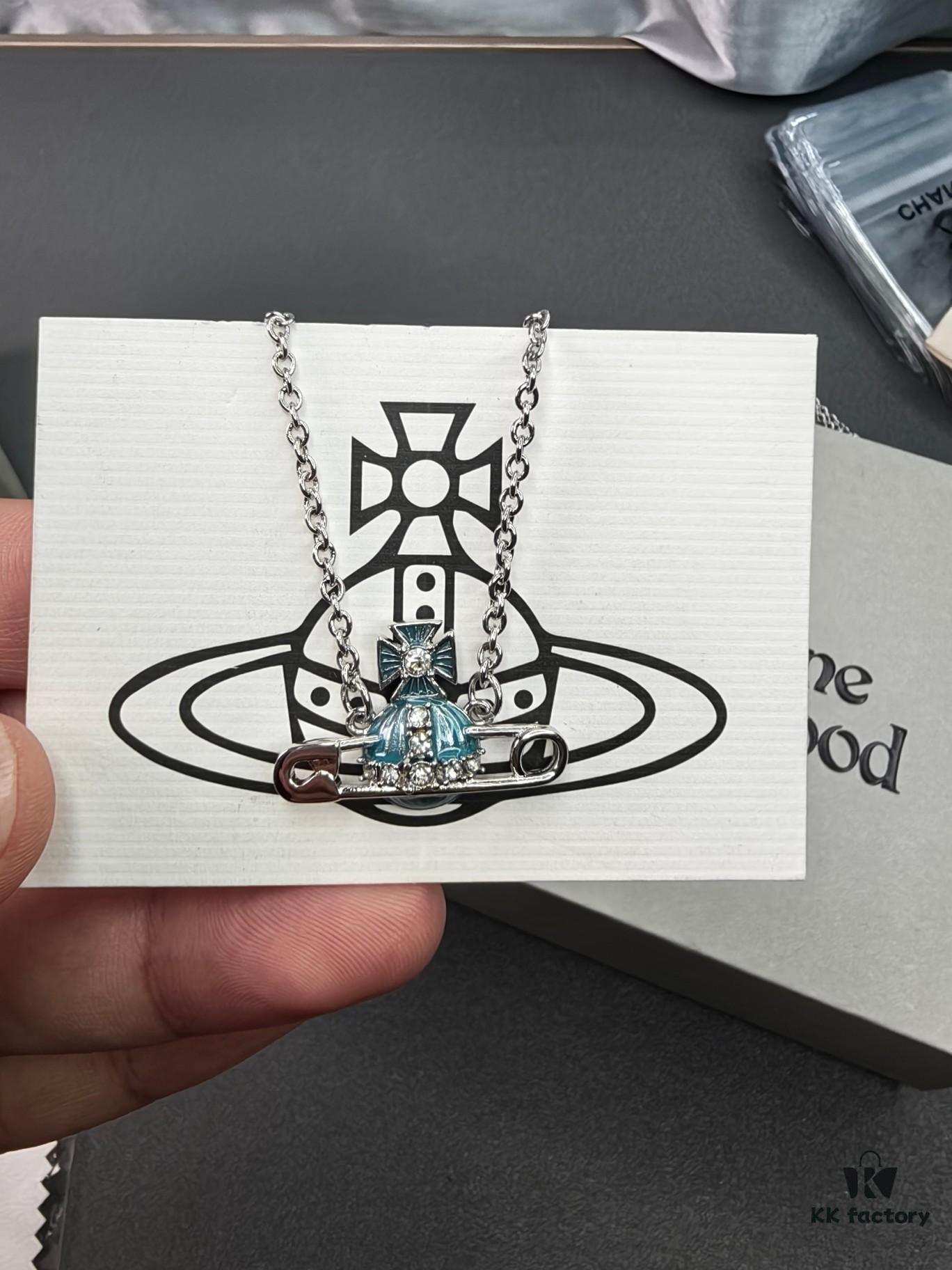 Vivienne Westwood Blue Enamel Saturn Brooch Set