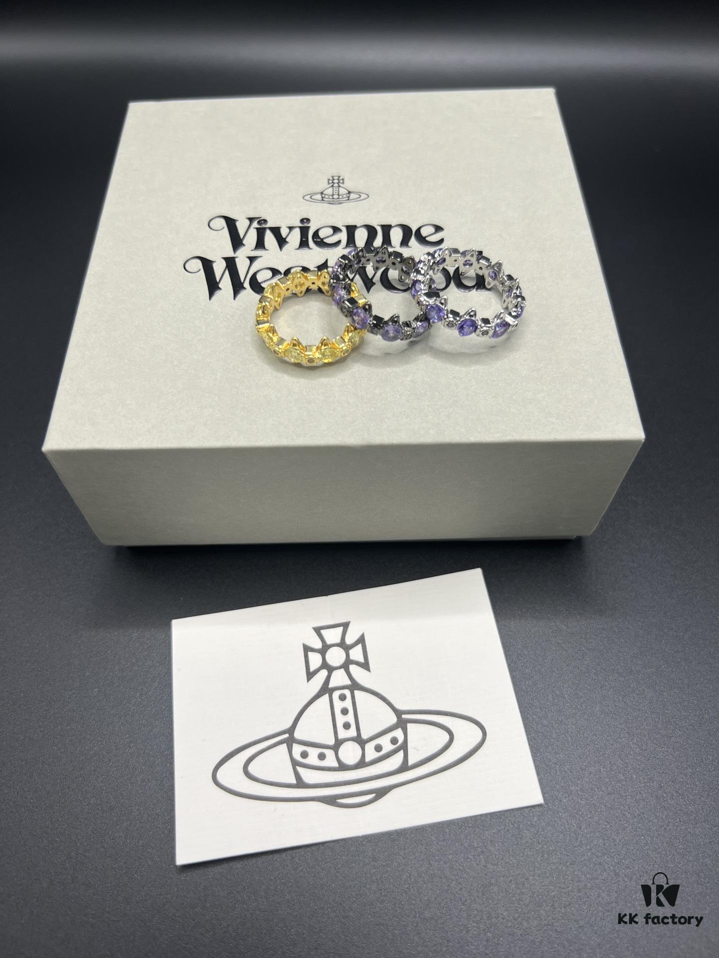 Vivienne Westwood Saturn Ring with Purple Diamond, Sizes 6, 7, 8