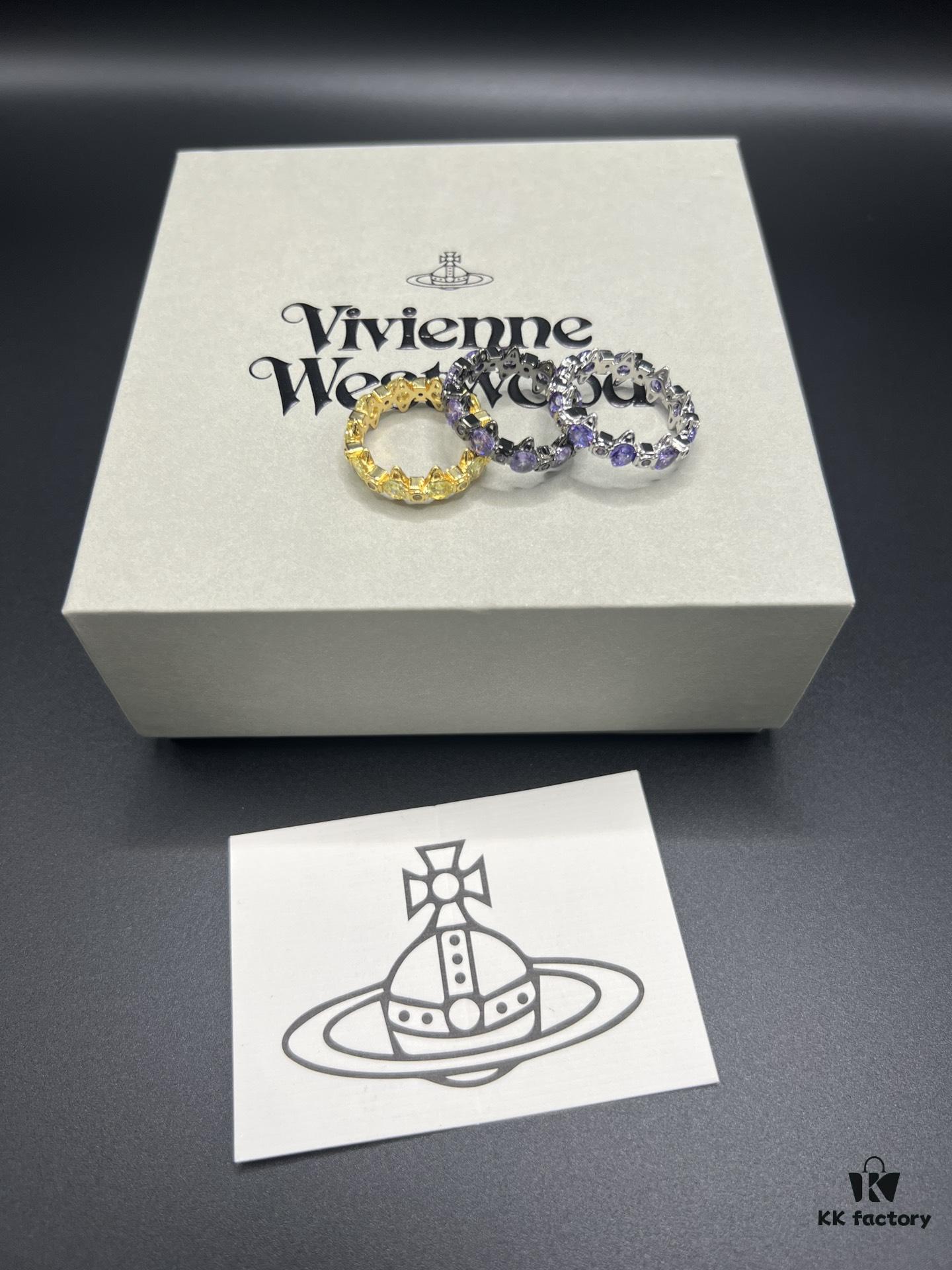 Vivienne Westwood Saturn Ring with Purple Diamond, Sizes 6, 7, 8