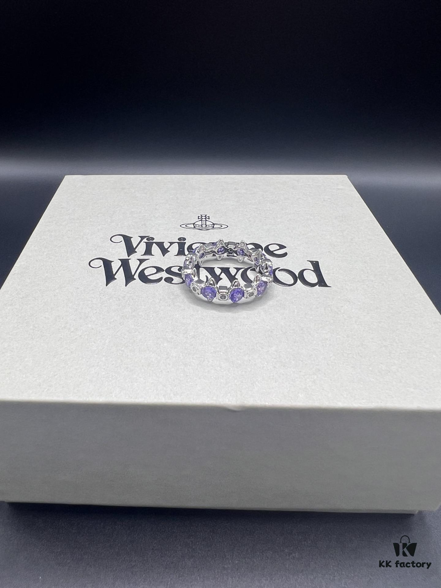 Vivienne Westwood Saturn Ring with Purple Diamond, Sizes 6, 7, 8