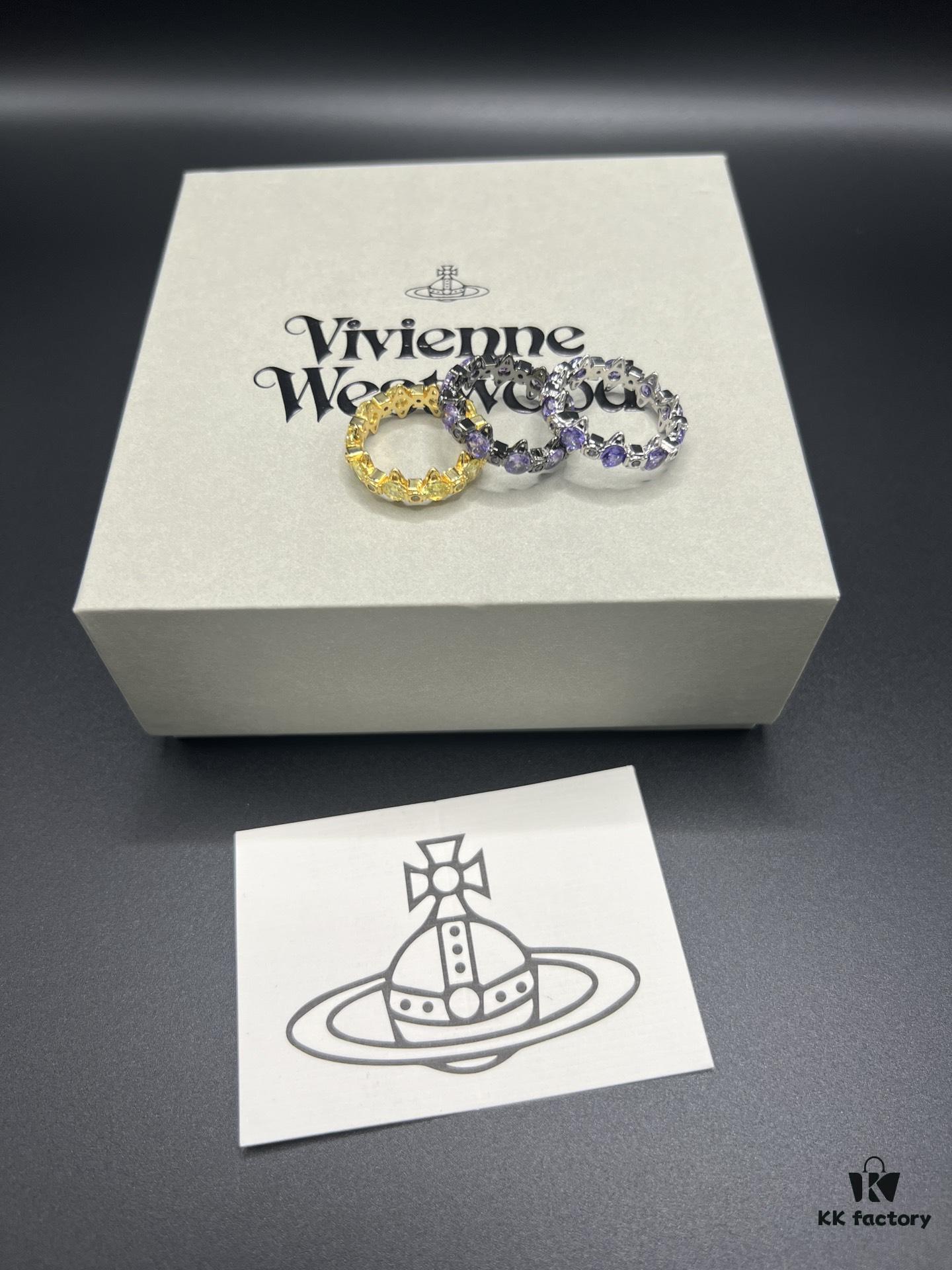 Vivienne Westwood Saturn Ring with Purple Diamond, Sizes 6, 7, 8