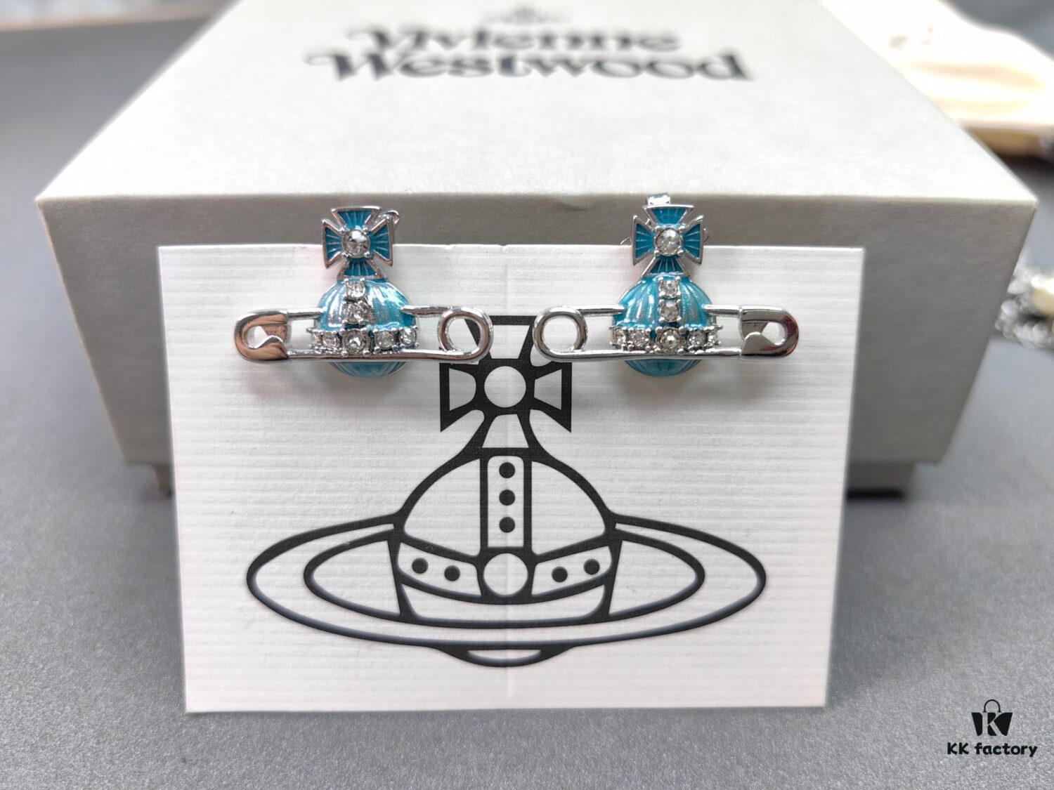 Vivienne Westwood Blue Enamel Saturn Brooch Set