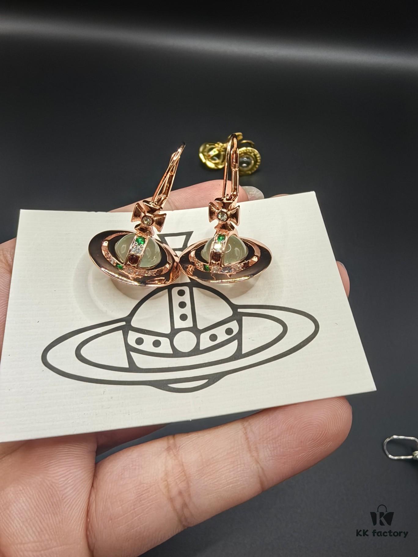 Vivienne Westwood Transparent Glass Orb Earrings in White Gold, Yellow Gold, and Rose Gold