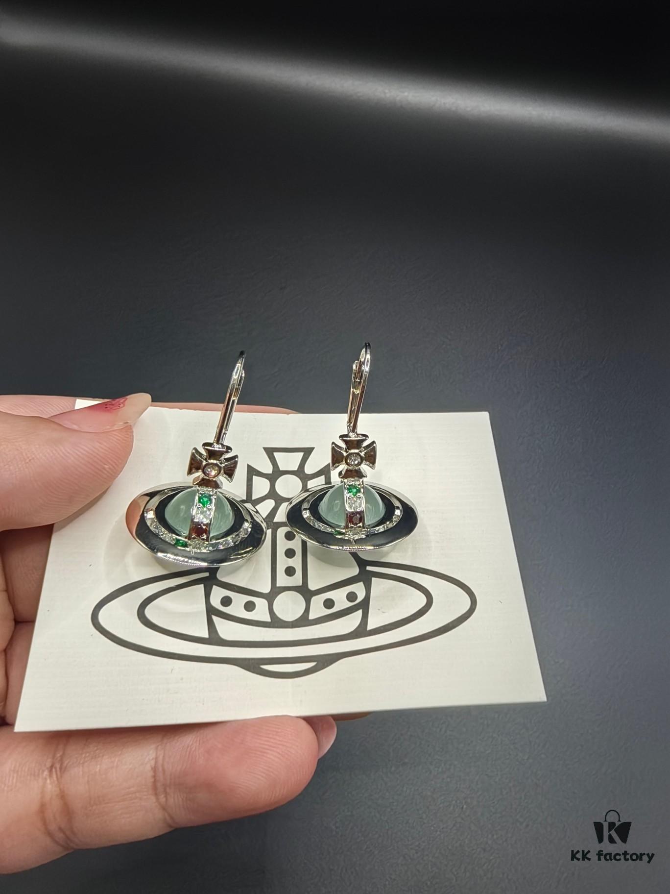 Vivienne Westwood Transparent Glass Orb Earrings in White Gold, Yellow Gold, and Rose Gold