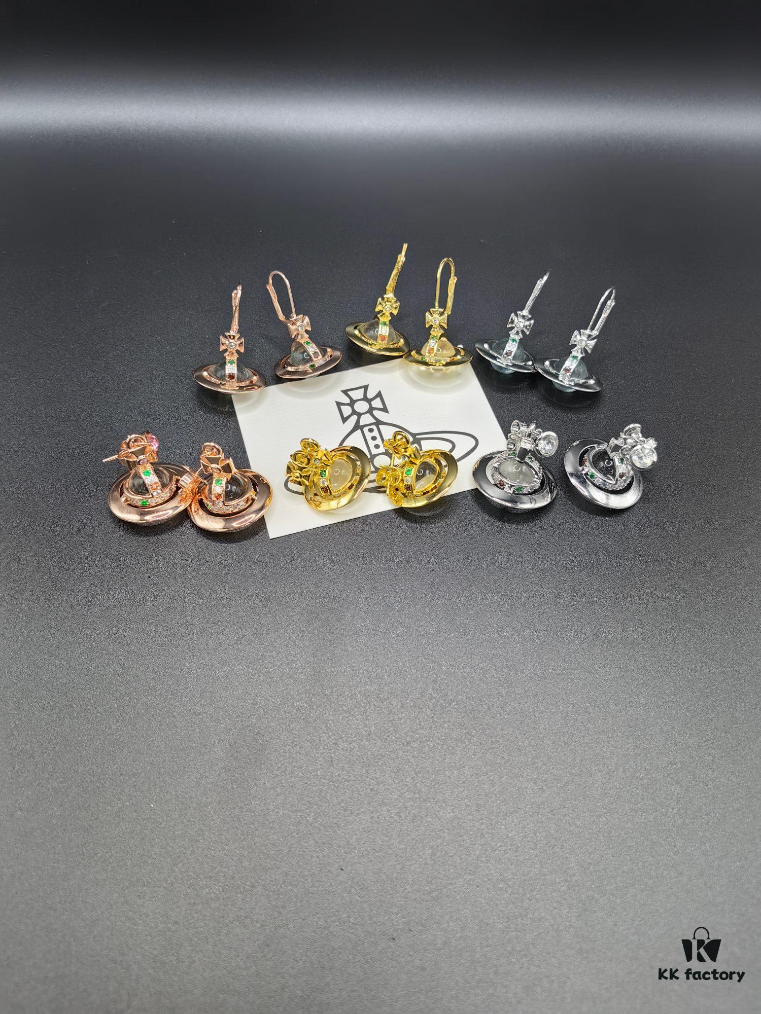 Vivienne Westwood Transparent Glass Orb Earrings in White Gold, Yellow Gold, and Rose Gold