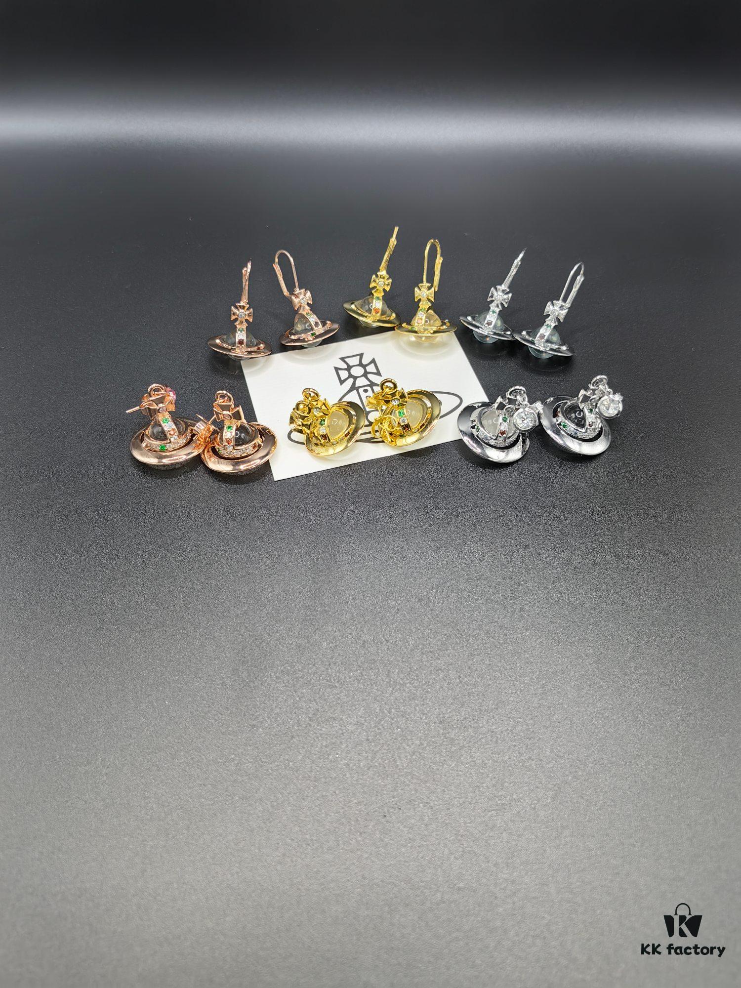 Vivienne Westwood Transparent Glass Orb Earrings in White Gold, Yellow Gold, and Rose Gold