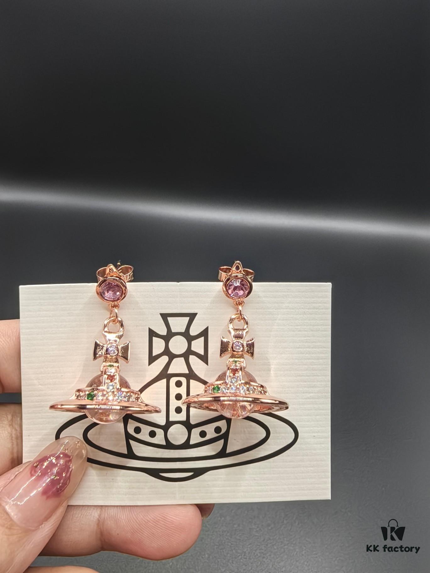 Vivienne Westwood Transparent Glass Orb Earrings in White Gold, Yellow Gold, and Rose Gold