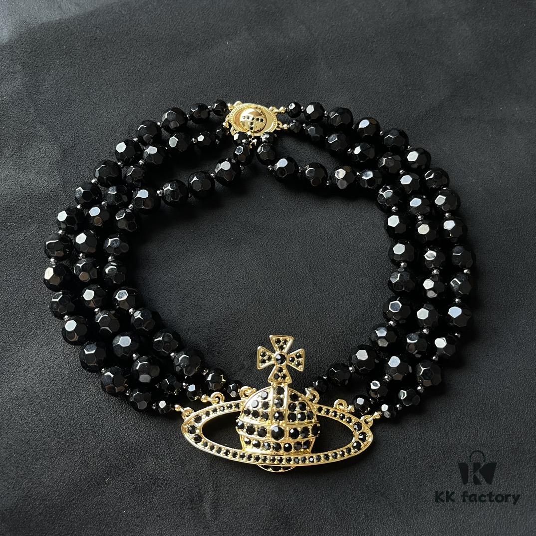 Vivienne Westwood 【Three-Layer Black Pearl Saturn Choker】 Neck Chain