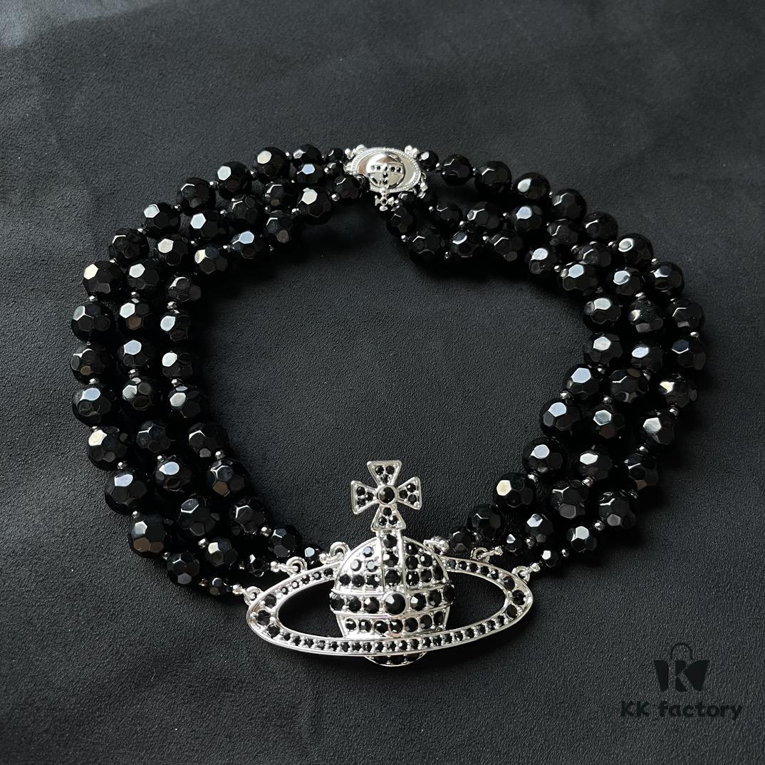 Vivienne Westwood 【Three-Layer Black Pearl Saturn Choker】 Neck Chain