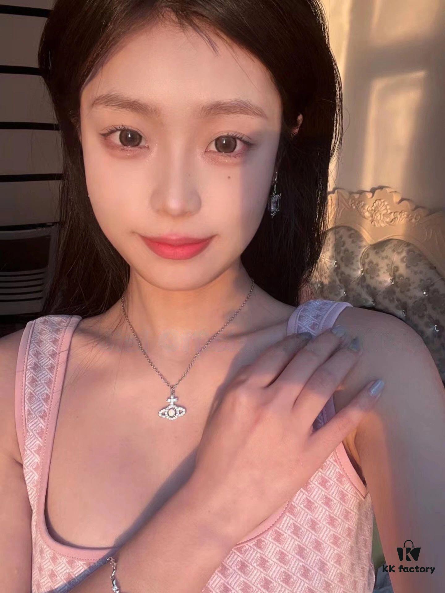 Westminster Saturn OLYMPIA Pearl Fully Paved Diamond Necklace