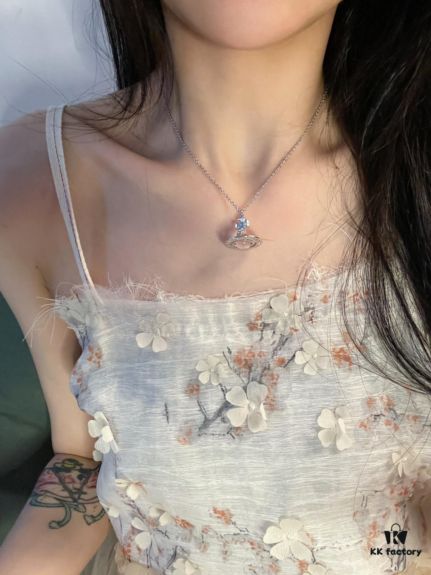 Vivienne Westwood 3D Earth Planet Crystal Necklace