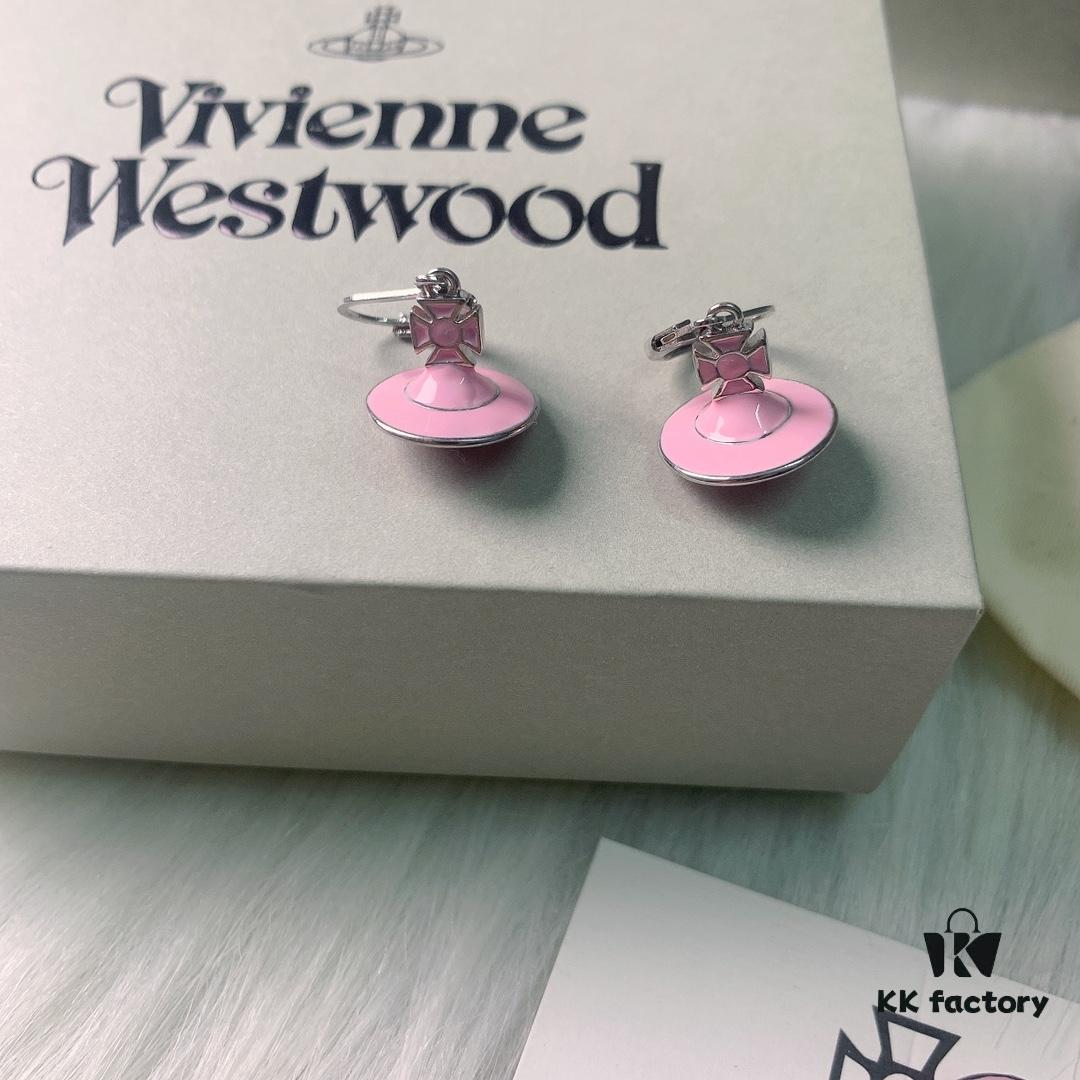 West Queen Light Pink Resin 3D Saturn Necklace and Earrings Set