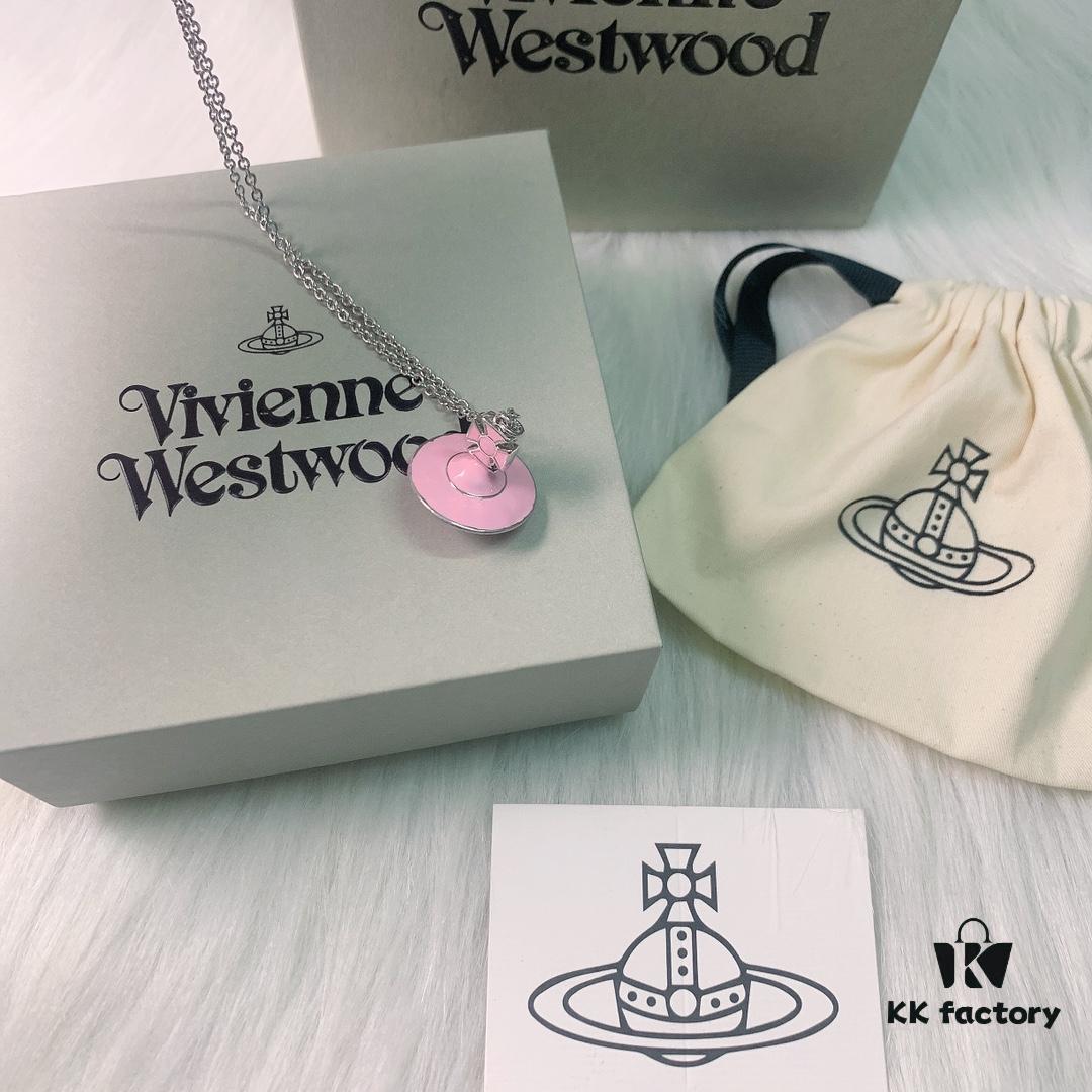 West Queen Light Pink Resin 3D Saturn Necklace and Earrings Set