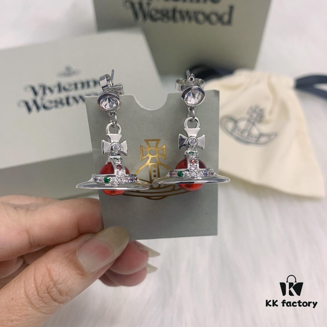 West Queen 3D Red Glass Ball Earrings