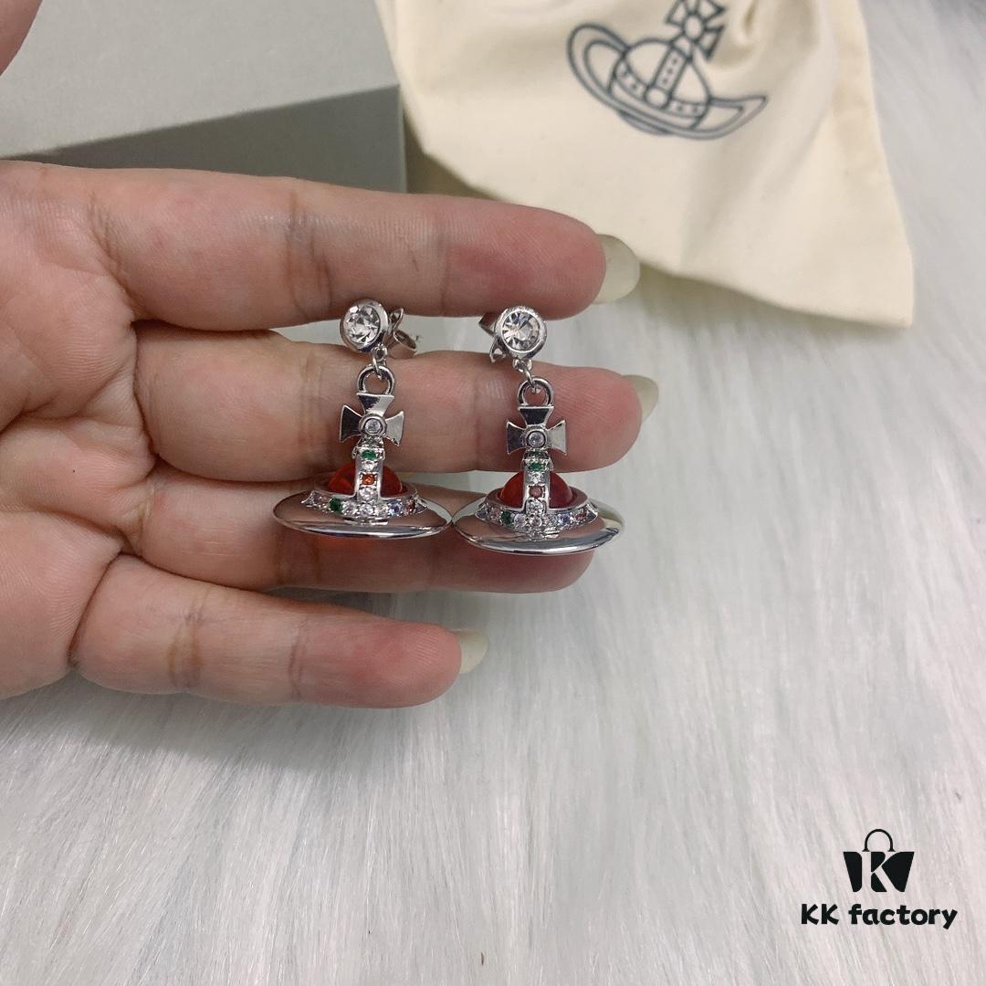 West Queen 3D Red Glass Ball Earrings